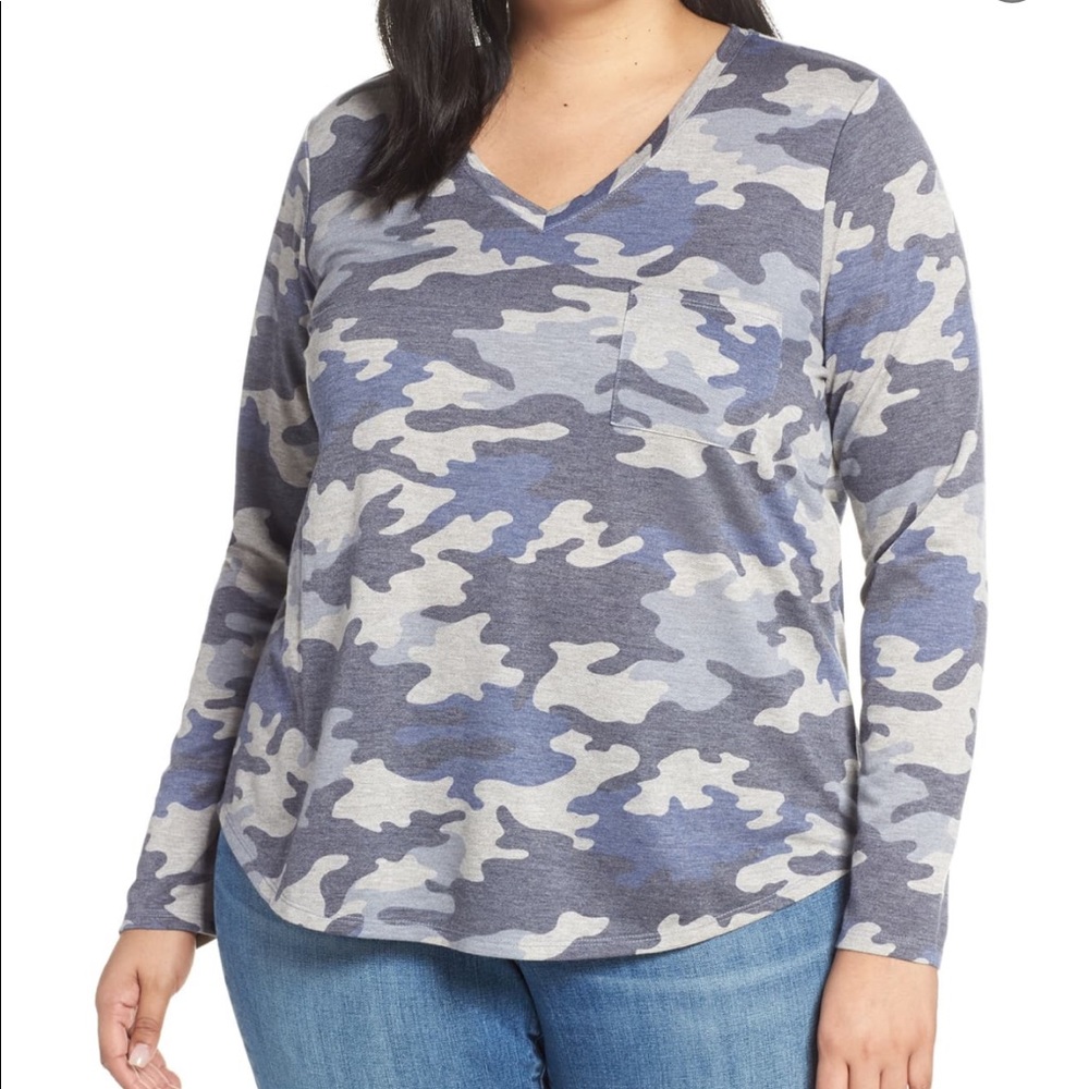 Caslon Long Sleeve Camouflage Shirt Size 2X